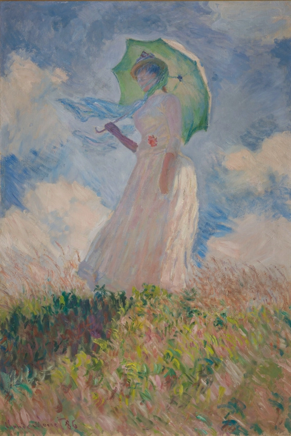 Essai de figure en plein-air - Femme à l'ombrelle tournée vers la gauche
